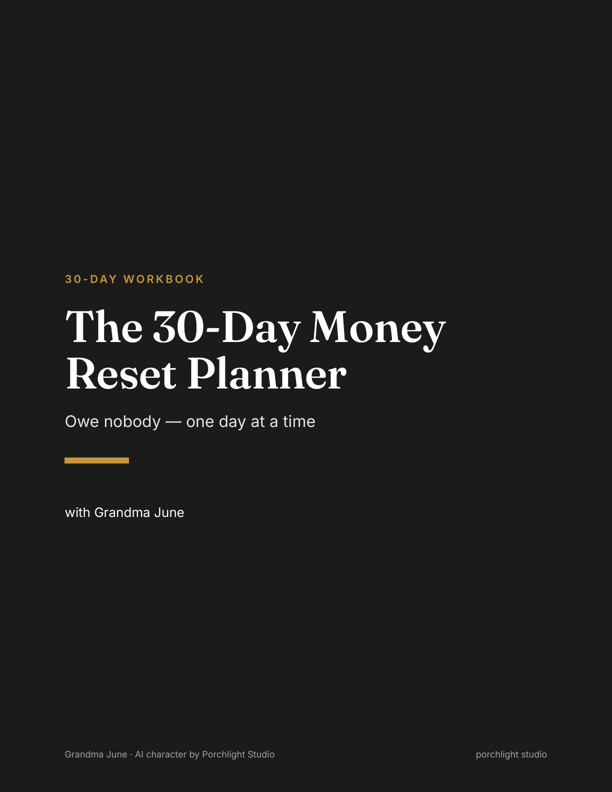 The 30-Day Money Reset Planner — with Grandma June cover